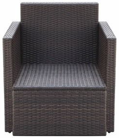 Sedia da giardino con cuscini in polyrattan marrone