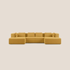 Nettuno divano panoramico in morbido tessuto bouclè T07 giallo X