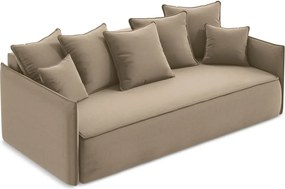 Divano marrone chiaro allungabile/con contenitore con rivestimento in velluto 225 cm Hula – Makamii