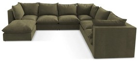 Divano angolare color kaki (con penisola a destra/a U) Manao – Makamii