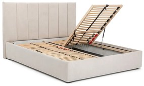 Letto matrimoniale imbottito beige con contenitore e rete inclusi 160x200 cm Thessa Bold Line – Bonami Selection