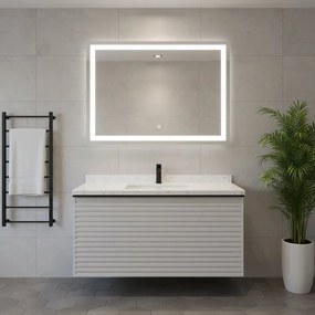 Mobile da bagno sospeso sotto lavabo Pixel stripes 1 cassetto L 80 x H 40 x P 45.5 cm grigio pastello laccato opaco, con maniglia alluminio nero opaco