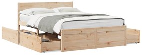 Letto Senza Materasso 140x190 Cm İn Legno Massello Di Pino /