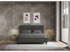 Letto contenitore da 160x190 in microfibra grigio Mados