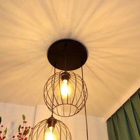 Lampadario LED a sospensione con filo MERCURE 3xE27/15W/230V ø 50 cm nero