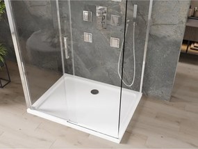 Mexen Omega-3S cabina doccia a 3 lati, scorrevole 100x80 cm, trasparente, cromo + piatto Flat - 825-100-080-01-00-3s-4010