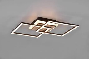 Giro plafoniera led doppio quadrato metallo nero con base illuminat...