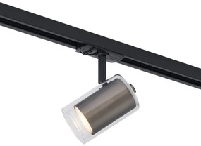 Faretto moderno color canna di fucile con vetro trasparente per sistema a binario monofase - Iconic Lloyd