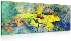 Stampa su tela – Fiore giallo con tocco vintage