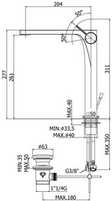 Paffoni Rock Ro085cr Miscelatore Lavabo alto Laterale Prolungato Con Sistema Di Scarico Cromo