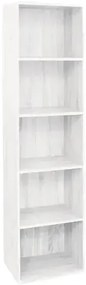 Libreria Componibile Multifunzionale in MDF e Frassino, Vari Formati e Colori, 40 x 29 x 172H / Bianco Frassino