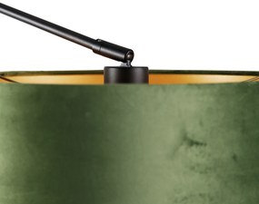 Lampada da parete nera con paralume in velluto verde 35 cm regolabile - Blitz
