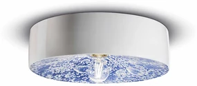 Plafoniera Grande Vintage Decò Pi Ceramica Ming Blu 1 Luce E27