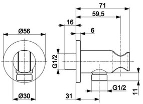 KFA Armatura 845-053-31 - Supporto doccia rotondo con uscita MOZA ottone/oro