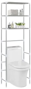 Scaffale Per Bagno Con 3 Ripiani Argento 53x28x169 Cm /