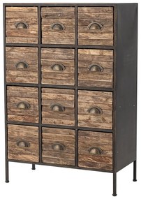 Cassettiera in metallo nero-marrone 60,5x92x33,5 cm Matteo - Bloomingville