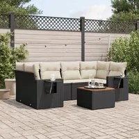 Set Divani da Giardino con Cuscini 7pz Nero Polyrattan 3256791