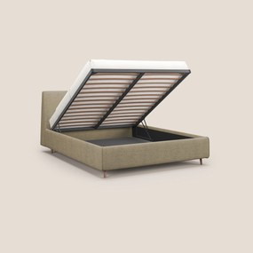 Justin letto imbottito contenitore e sfoderabile in tessuto fiammato impermeabile T03 beige