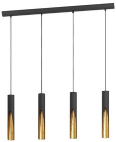 Eglo 900873 - Lampadario LED a sospensione con filo BARBOTTO 4xGU10/4,5W/230V nero/oro