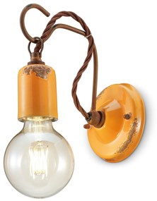 Applique Vintage Ceramica Gialla Con Filamento 1 Luce E27