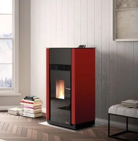 Palazzetti Wilma Idro 18t Stufa A Pellet ventilata acqua/aria 19kw In Acciaio Rosso