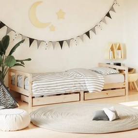 Giroletto Bambini Con Cassetti 90x200 Cm Legno Massello Di Pino /