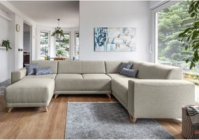 Divano angolare beige allungabile e con contenitore (penisola a destra/a U) Classy Sophie – Miuform