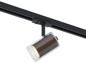 Faretto moderno bronzo scuro con vetro trasparente per sistema a binario monofase - Iconic Lloyd