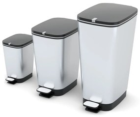 Cestino per la spazzatura argentato in plastica con pedale 45 l Chic Bin L – KIS