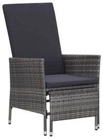 Set divani da giardino 3 pz con cuscini in polyrattan grigio