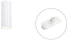 Lampada a sospensione di design bianca con adattatore per binario monofase - Iconic Tubo