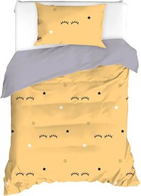 Set copripiumino e federa giallo/grigio per letto singolo 140x200 cm Dide – Mijolnir