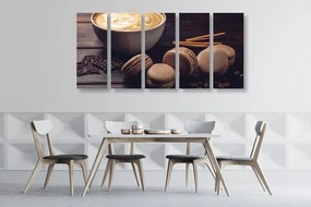 Quadri 5 pezzi – Caffè con macaron al cioccolato