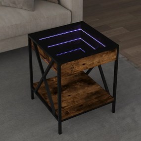 Tavolino Da Salotto Con Led Infinity Rovere Fumo 40x40x49 Cm /