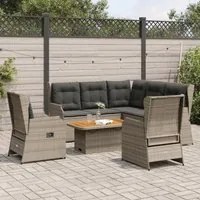 Set Divani da Giardino 6 pz con Cuscini in Polyrattan Grigio 3262468