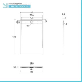 Piatto doccia 80x130 bianco pietra in resina riducibile con canalina Argo