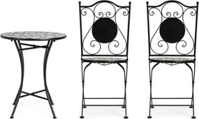 Set bistrot da giardino in mosaico con tavolino tondo e sedie pieghevoli Positano Bizzotto