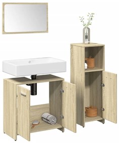 Set Mobili Da Bagno 3 Pz Rovere Sonoma İn Legno Multistrato /