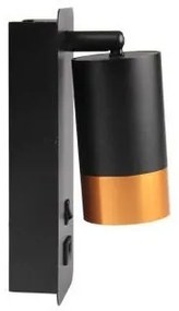 Faretto da parete con caricatore USB 1xGU10/35W/230V nero/rame