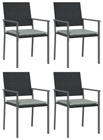 Set pranzo da giardino 5pz con cuscini in polyrattan e acciaio