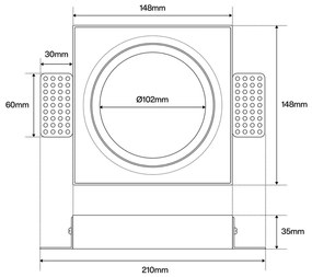 Portafaretto da Incasso AR111 Quadrato Orientabile 148x148mm - Bianco