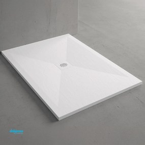 Duplach "Sorty" Piatto Doccia 90x140 In Marmoresina Effetto Pietra Bianco