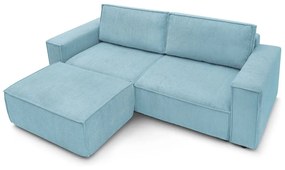 Divano letto in velluto a coste azzurro 245 cm Nihad - Bobochic Paris