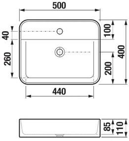 JIKA H8183620001111 - Lavandino da appoggio ASTRA 50x40 cm ceramiche/bianco