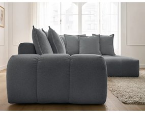 Divano angolare grigio scuro allungabile e con contenitore (penisola a destra/a L) con rivestimento in ciniglia Everest – Bobochic Paris