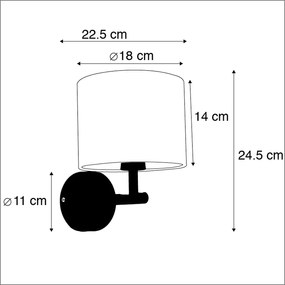 Applique da parete classica dorata con paralume in velluto nero - Combi