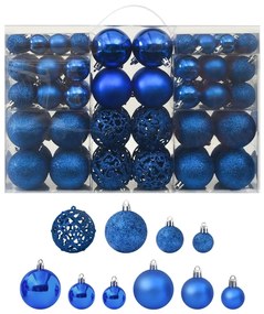 Set Palline di Natale 100 pz 3/4/6 cm, Blu