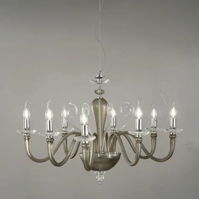 Lampada a sospensione DEBUSSY in vetro lavorato a mano D84 cm Fumč 8 LUCI