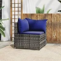 Divano Angolare da Giardino con Cuscini in Polyrattan Grigio 319841