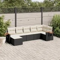 Set Divani da Giardino con Cuscini 7pz Nero Polyrattan 3259431